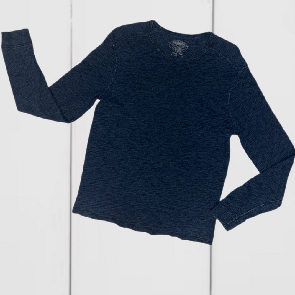 Wallace & Barnes Indigo Long Sleeve Henley Shirt Men’s Medium - Picture 6 of 8